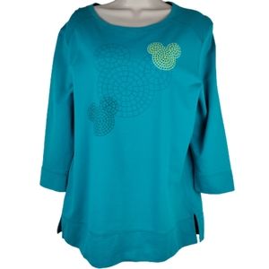 Disney parks Mickey mouse mosaic Mickey ears Med women's shirt. Teal turquoise